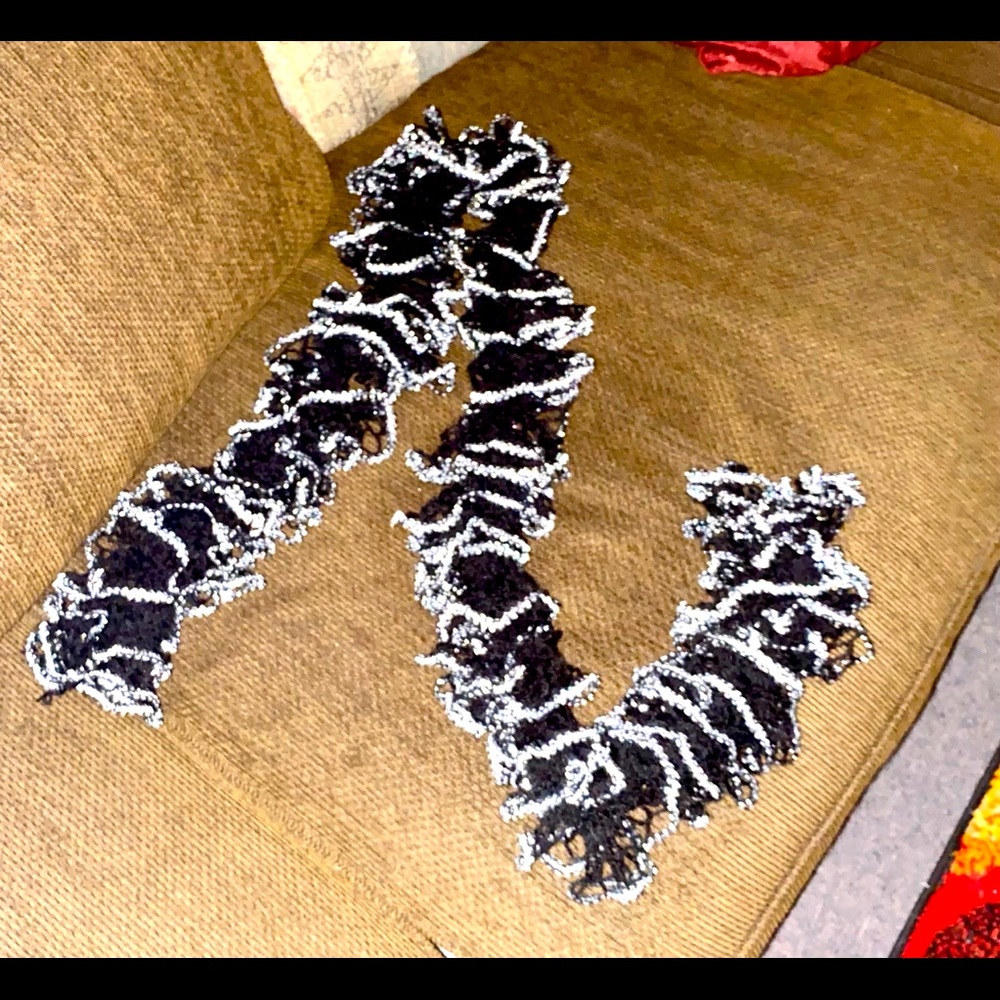Beautiful silver and black designer scarf